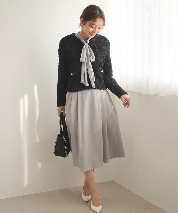 Feroux 【洗える】リボンタイ ブラウス スカイブルー系