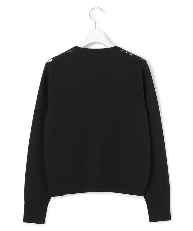 23区 L 【洗える】エンブロイダリーレース カーディガン ブラック系