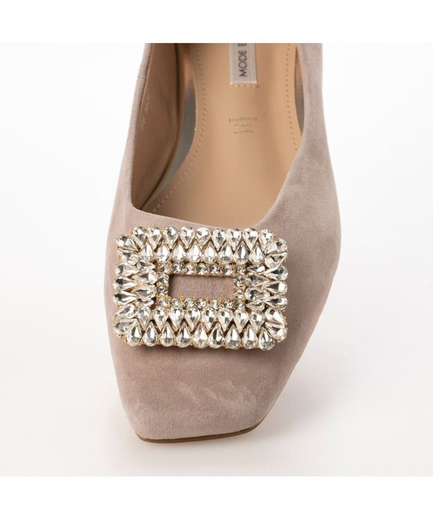 MODE ET JACOMO <MODE ET JACOMO>ビジューモチーフフラットパンプス オークスエード