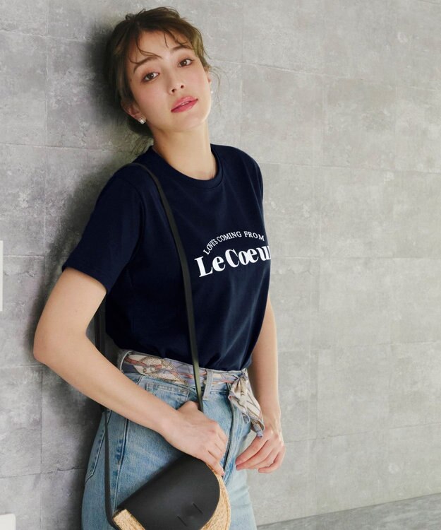 Tiaclasse 【洗える】シンプルロゴプリントTシャツ ネイビー（アーチロゴ）