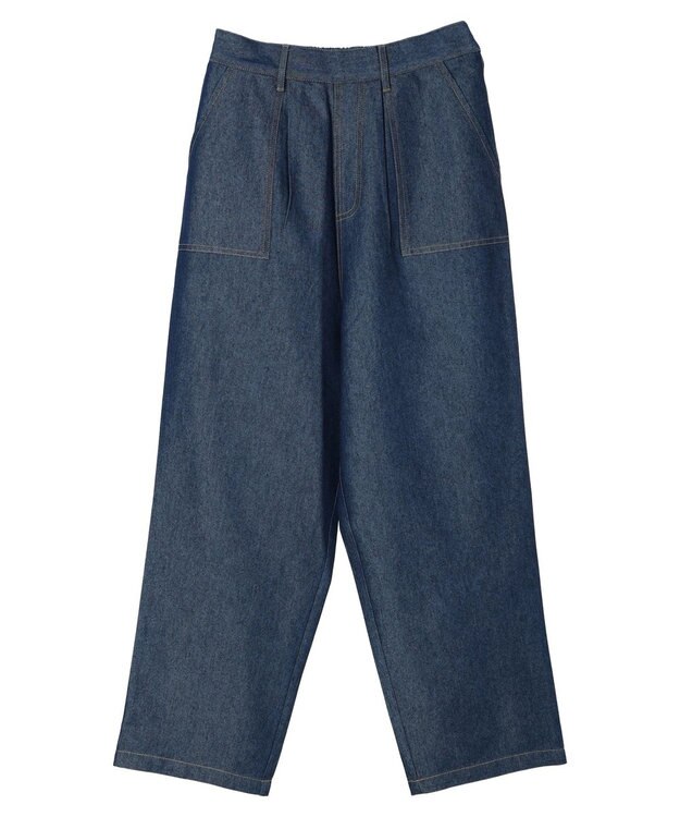 Green Parks インド綿 デニムストレートパンツ One Wash