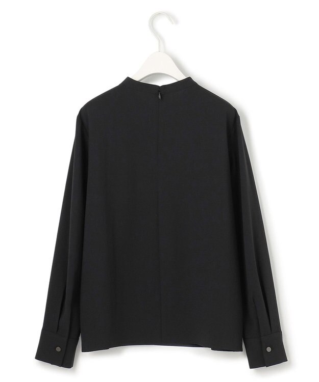 ICB L 【洗える】ストレッチジョーゼット ラッフルデザインブラウス ブラック系