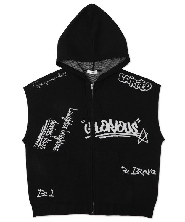 WEGO 【ユニセックス着用ITEM/MLサイズ展開】ジャガードノースリジップパーカー ブラック