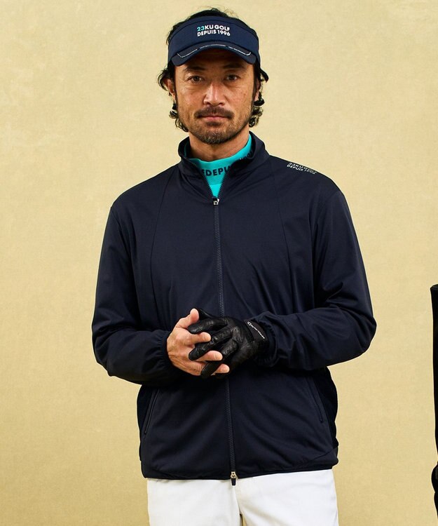 23区GOLF 【MEN】【撥水/防風/ストレッチ】悪天候の日にも活躍するストレッチ性抜群のエアリージャージーブルゾン ネイビー系