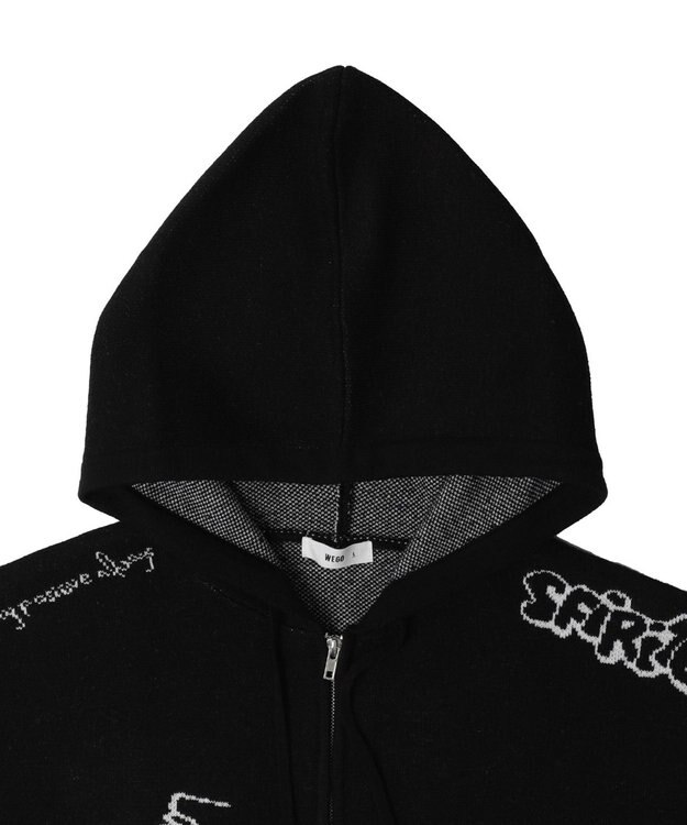 WEGO 【ユニセックス着用ITEM/MLサイズ展開】ジャガードノースリジップパーカー ブラック