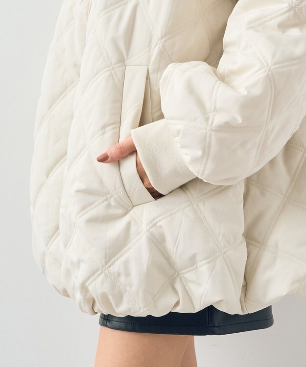 earth music&ecology ダブルステッチキルティングコート Ivory
