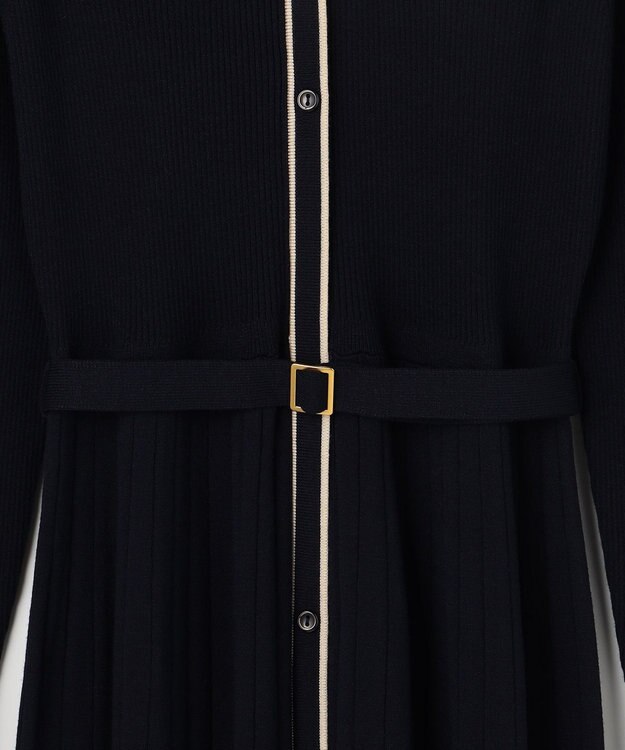 ANY SIS L バイカラーデザインニット ワンピース ネイビー×ライトベージュ