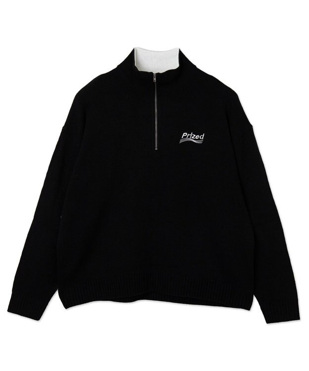 WEGO 【ユニセックス着用ITEM】ワンポイントハーフジッププルオーバー ブラック