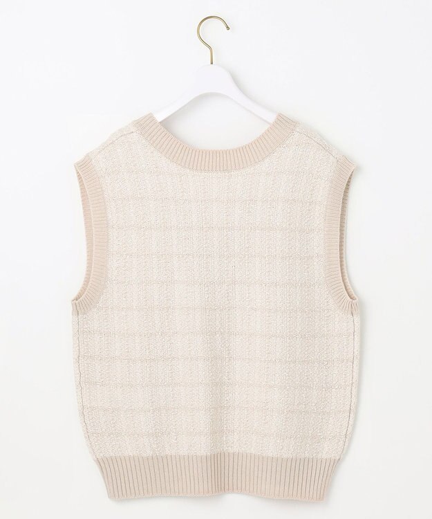 ANY SIS 【洗える】ツイードニット ベスト アイボリー×ベージュ