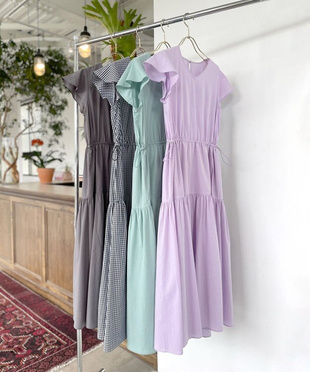 Feroux 【洗える】ドロストデザイン ワンピース ライラック系