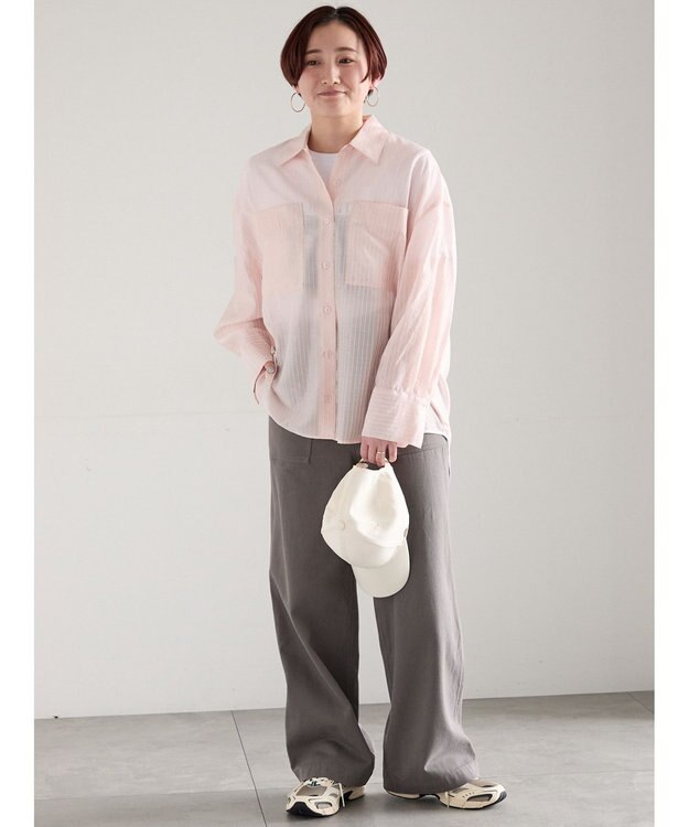 Te chichi シアーストライプシャツ ピンク