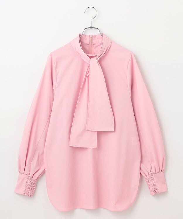 #Newans 【アイロンいらず】リボンタイブラウス ピンク