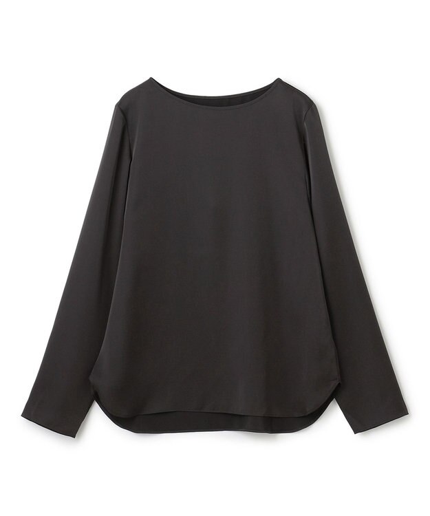 UNFILO サテン レイヤードブラウス チャコール