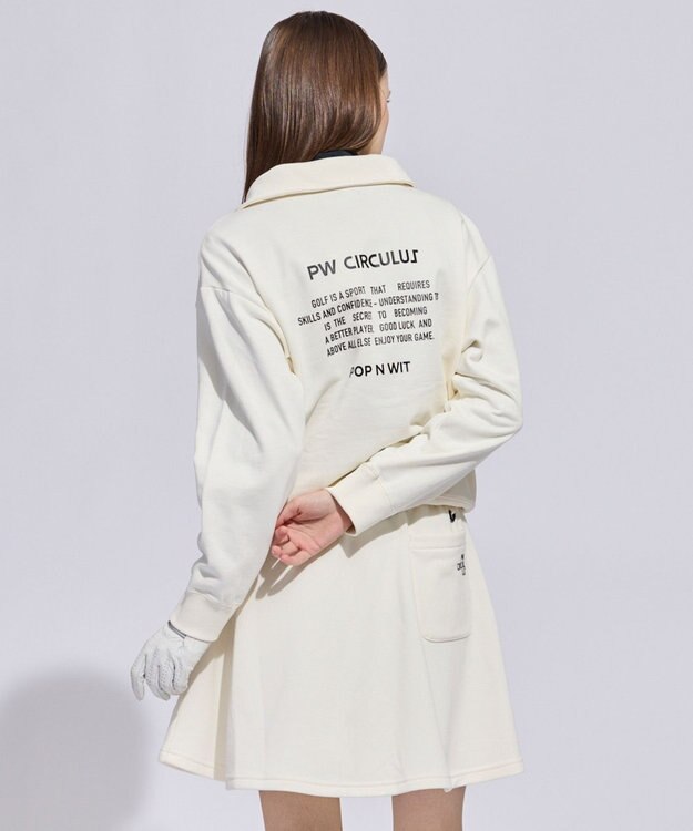 PW CIRCULUS 【WOMEN】ハーフジップ 裏毛スウェットトップス ゴルフウェア レディース アイボリー系