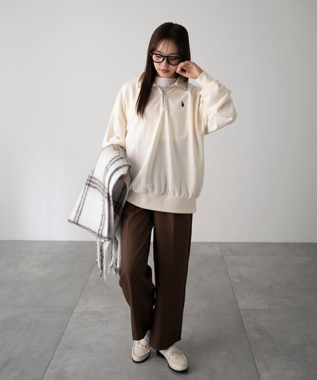 WEGO 【WEB限定/25年秋冬新作/ユニセックス着用ITEM】別注USPOLOハーフZIPPO オフホワイト