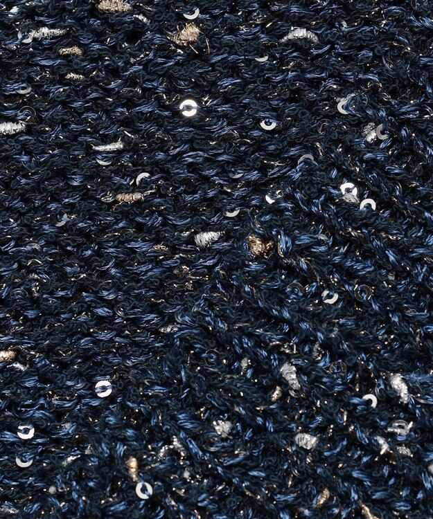 自由区 L 【1枚で華やぐ】ラメノットスパングル ニット ネイビー