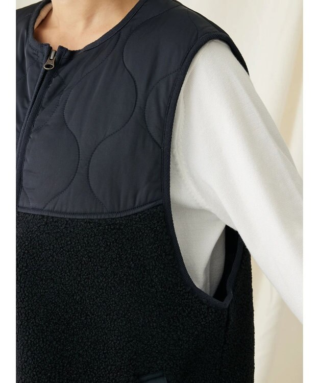 CRAFT STANDARD BOUTIQUE キルティングボア切替ベスト Dark Navy