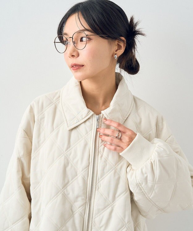 earth music&ecology ダブルステッチキルティングコート Ivory