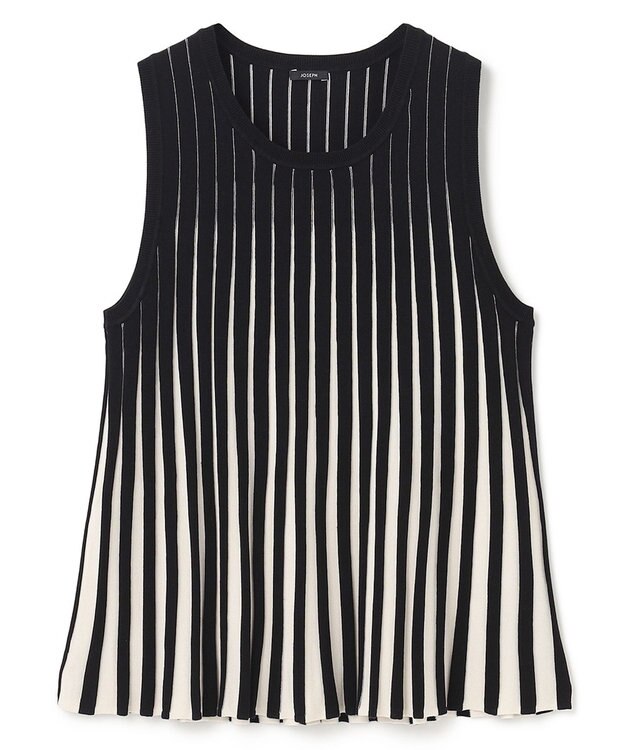 JOSEPH 【洗える】ストライプ　タンクトップニット Oyster White/ Black