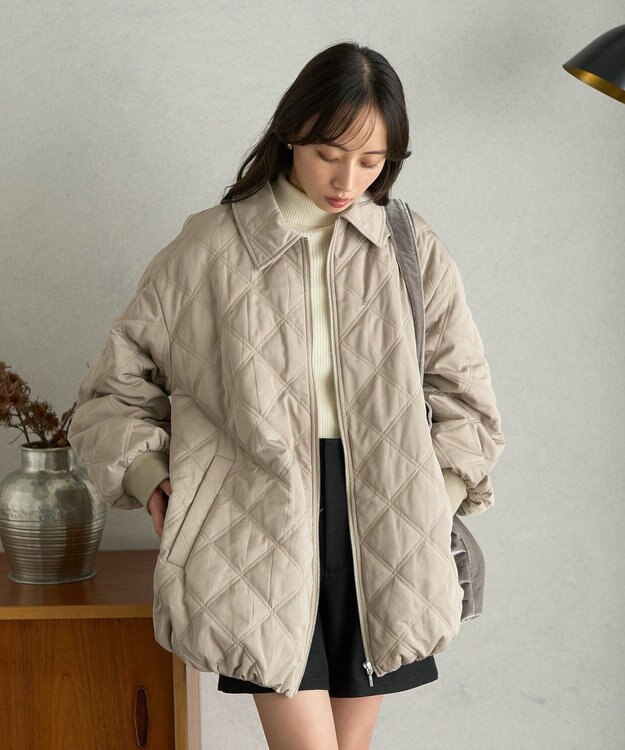 earth music&ecology ダブルステッチキルティングコート Beige