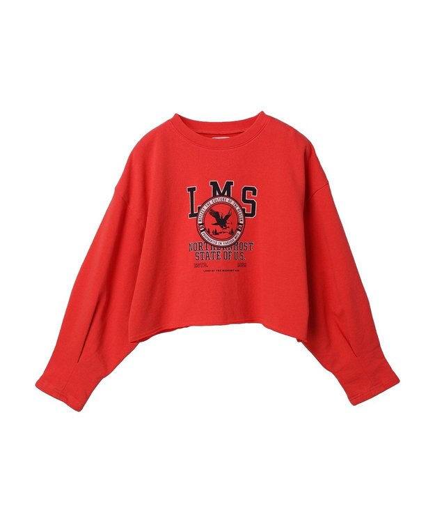 Green Parks クロップド丈ロゴプルオーバー Red