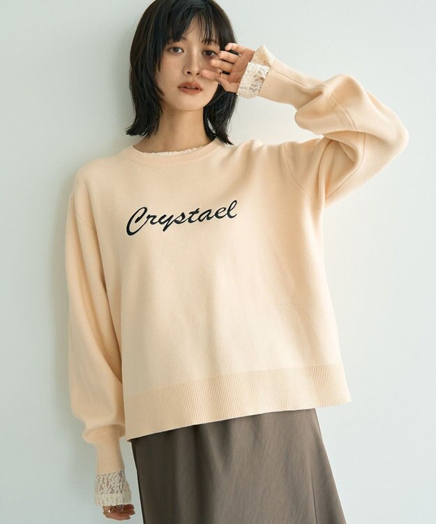 YECCA VECCA 刺繍ロゴニット Ivory