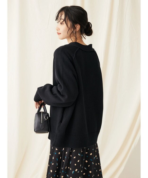 CRAFT STANDARD BOUTIQUE Ｖネックアウトリンキングカーディガン Black