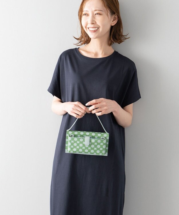 MIYABIYA La quoh with kirakaracho 南蛮七宝プリントレザー お財布ショルダー 松葉色(グリーン)