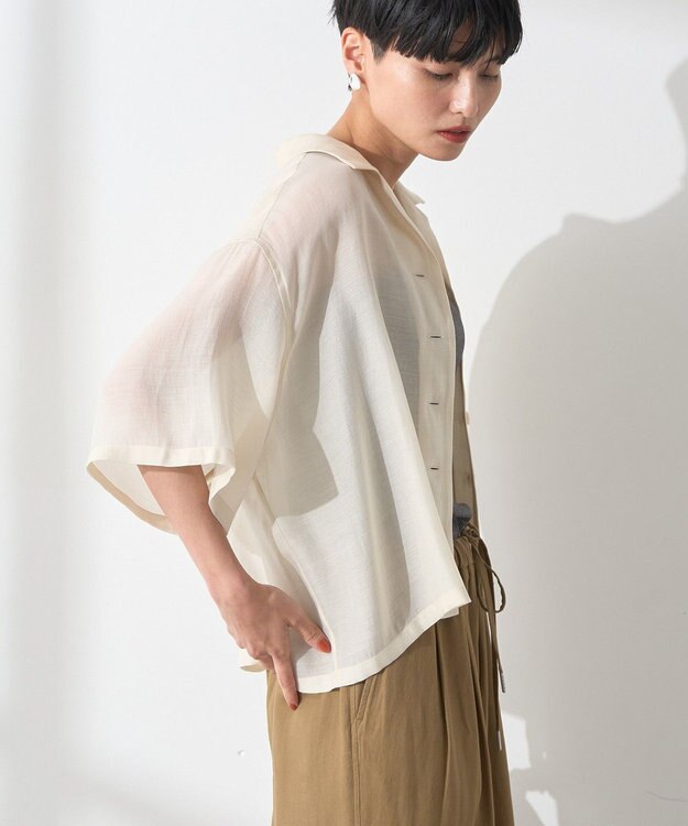 AMERICAN HOLIC 接触冷感シアー開襟半袖シャツ Ivory