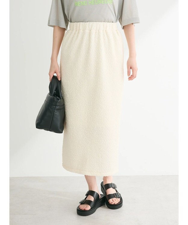 Green Parks BEST PRICE フクレジャガードIラインスカート Ivory