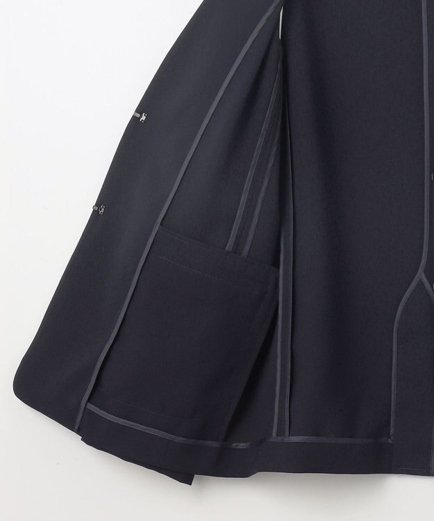 自由区 S 【セットアップ対応・接触冷感・UVケア・洗える】ライトストレッチノーカラー ジャケット ネイビー