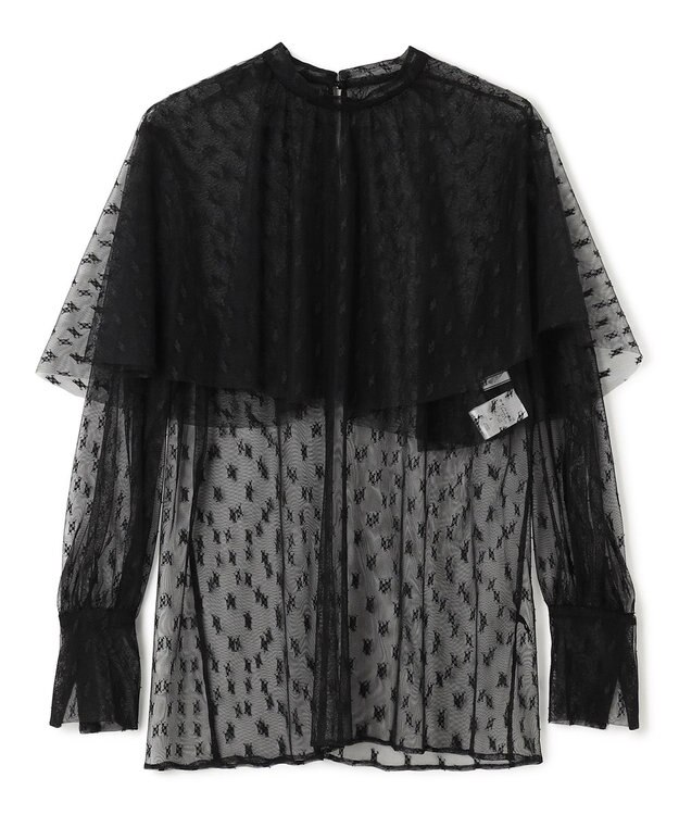 BEIGE， 【洗える・Oggi 11月号掲載】CLOVIS / ケープデザイン総レースブラウス Black
