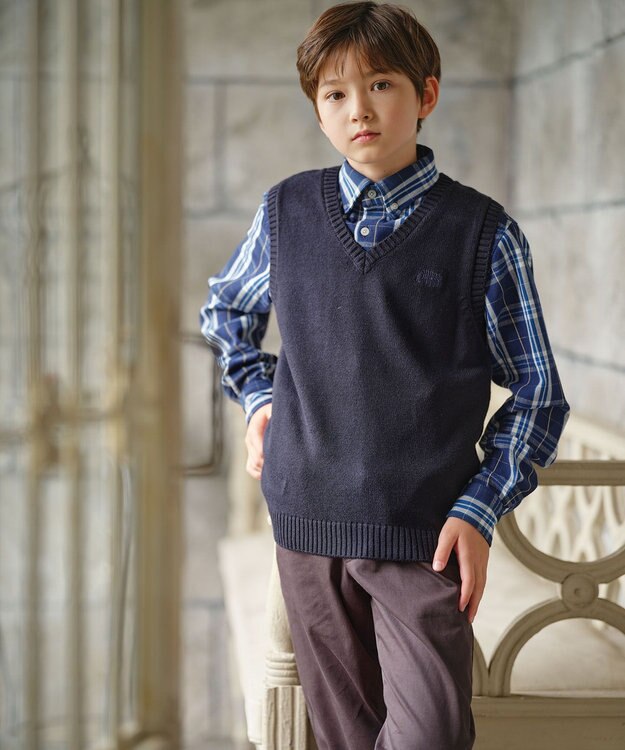 J.PRESS KIDS 【110-130cm】ストライプ＆チェック シャツ ネイビー系チェック