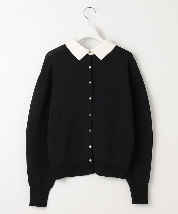 23区 S 【WEB限定】コットンポリエステル 襟デザイン ニット ブラック系