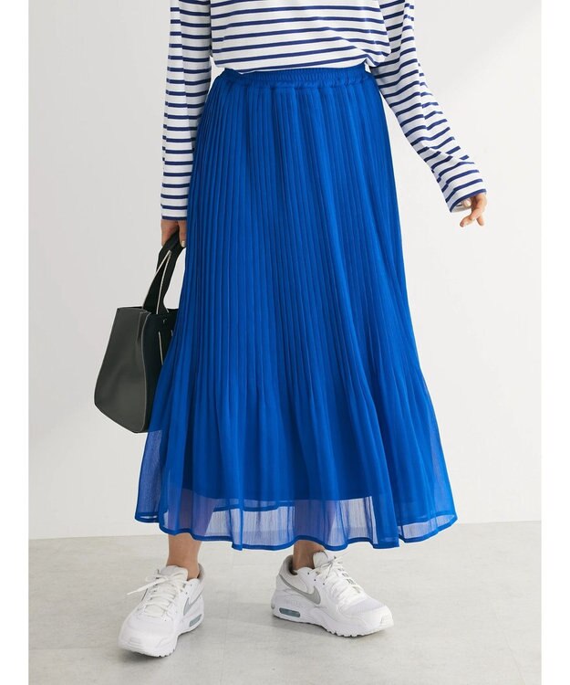 Green Parks シフォンプリーツスカート Blue