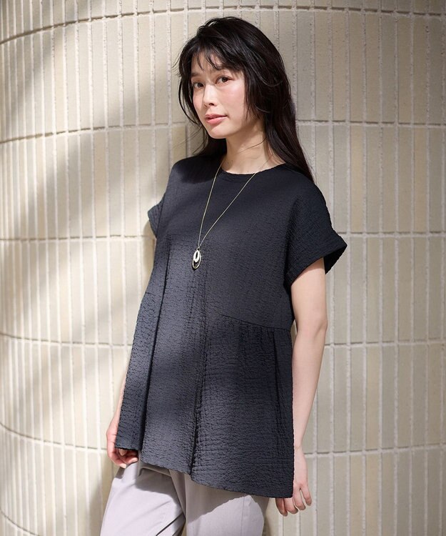 ANY L フクレジャージチュニック ブラック