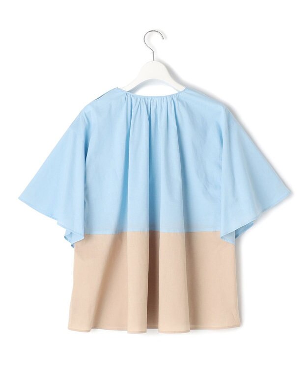 J.PRESS YORK STREET 【WOMEN】バイカラーギャザー ブラウス サックスブルー系1