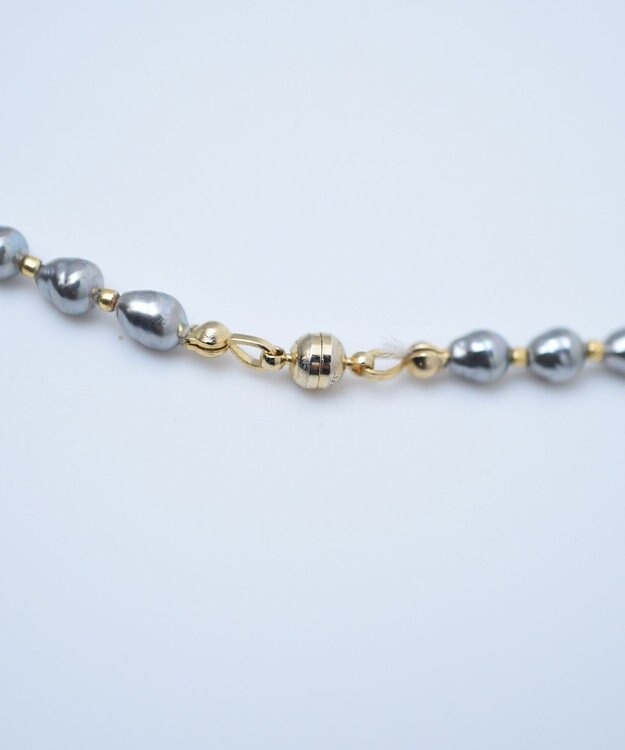 monshiro 【バロックパール】イチョウショート ネックレス ゴールド×グレー