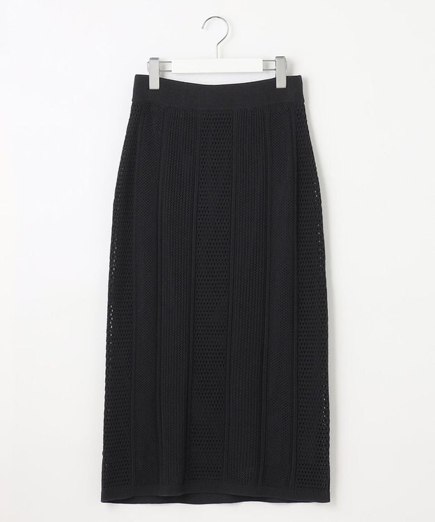 自由区 L 【洗える】シアーコイル スカート ネイビー系