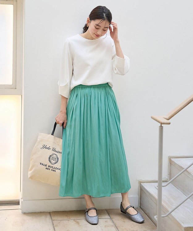 ANY 【ウエストゴム】ラップギャザースカーチョ グリーン