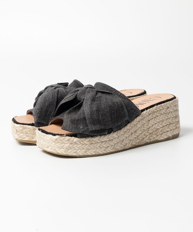 gaimo 【GAIMO/ガイモ】リネンリボン付きジュート厚底サンダル/CELIA-RS ブラック