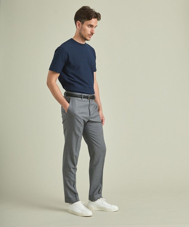 GOTAIRIKU 仕事で着られるTシャツ【サラサラ/よれにくい/透けにくい】キレイめ 鹿の子 ビズTシャツ ライトネイビー