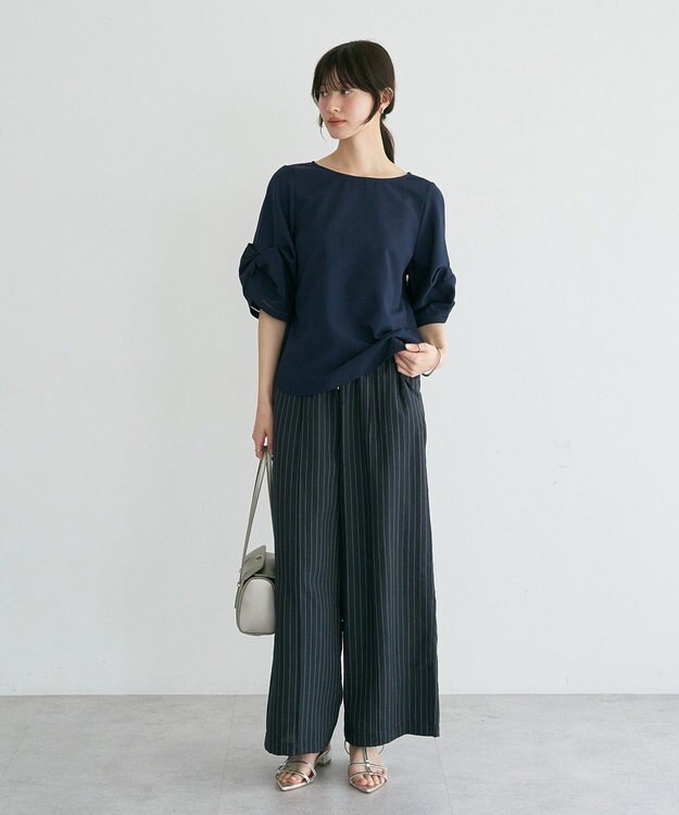 YECCA VECCA ハシゴレースタックスリーブブラウス Navy