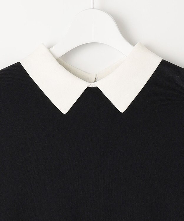 23区 【WEB限定】コットンポリエステル 襟デザイン ニット ブラック系