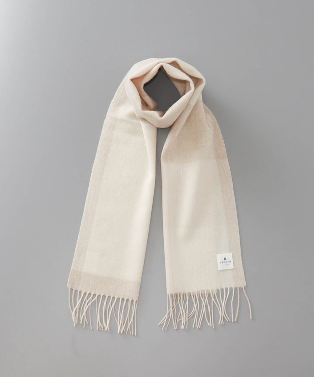 AURORA LANVIN en Bleu ランバン オン ブルー  ウール　チェック柄マフラー ベージュ