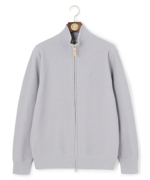 J.PRESS MEN ハイツイストヘリンボン フルジップカーディガン ライトグレー系