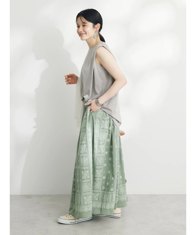 CRAFT STANDARD BOUTIQUE 肩タックノースリーブプルオーバー Gray Beige