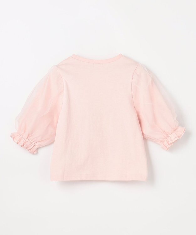 ANY KIDS チュール袖 七分Tシャツ ピンク