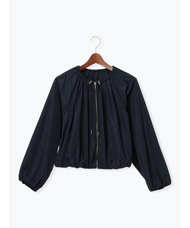 Te chichi ノーカラーギャザージップブルゾン ネイビー