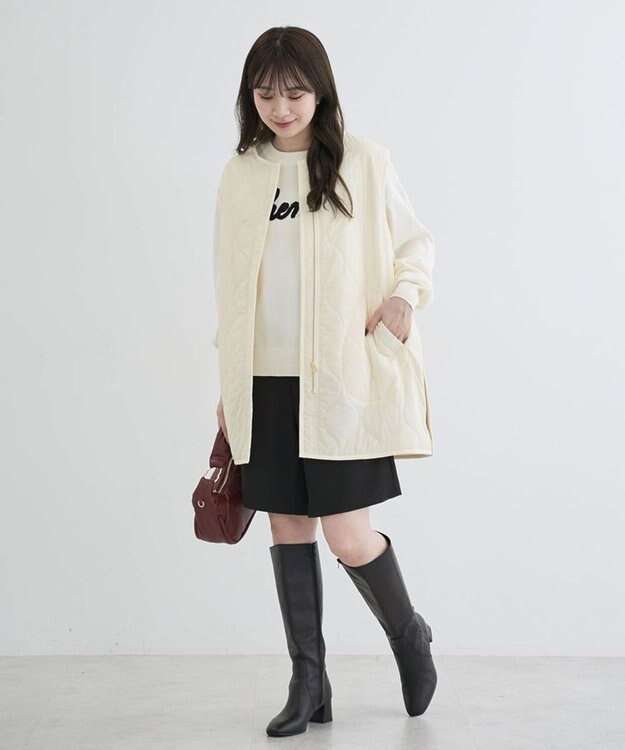 Green Parks 洗える　さがら刺しゅうロゴニットプル Off White